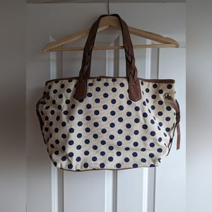 Women's shoulder bag with blue dots